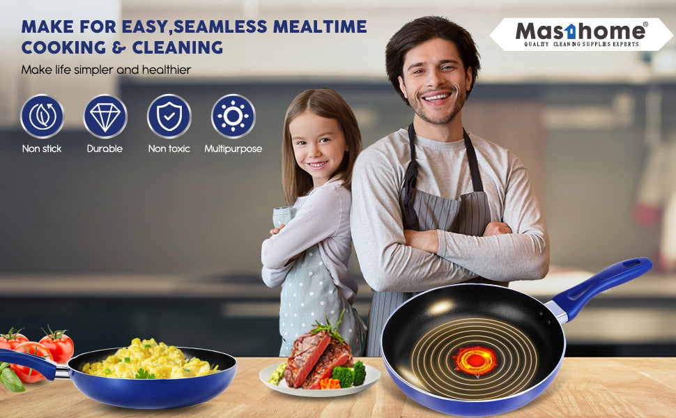 Aluminium Induktion Pfanne Set,2 Stück Bratpfanne 20 & 26cm,Antihaftbeschichtung, Rutchfest Griff, Spülmaschinenfest