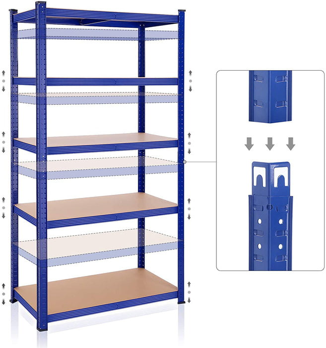 Lagerregal, Schwerlastregal, Kellerregal, 200 x 100 x 50 cm, bis 875 kg belastbar, 5 verstellbare Ablagen, Regal aus Metall, Steckregal, Werkstattregal