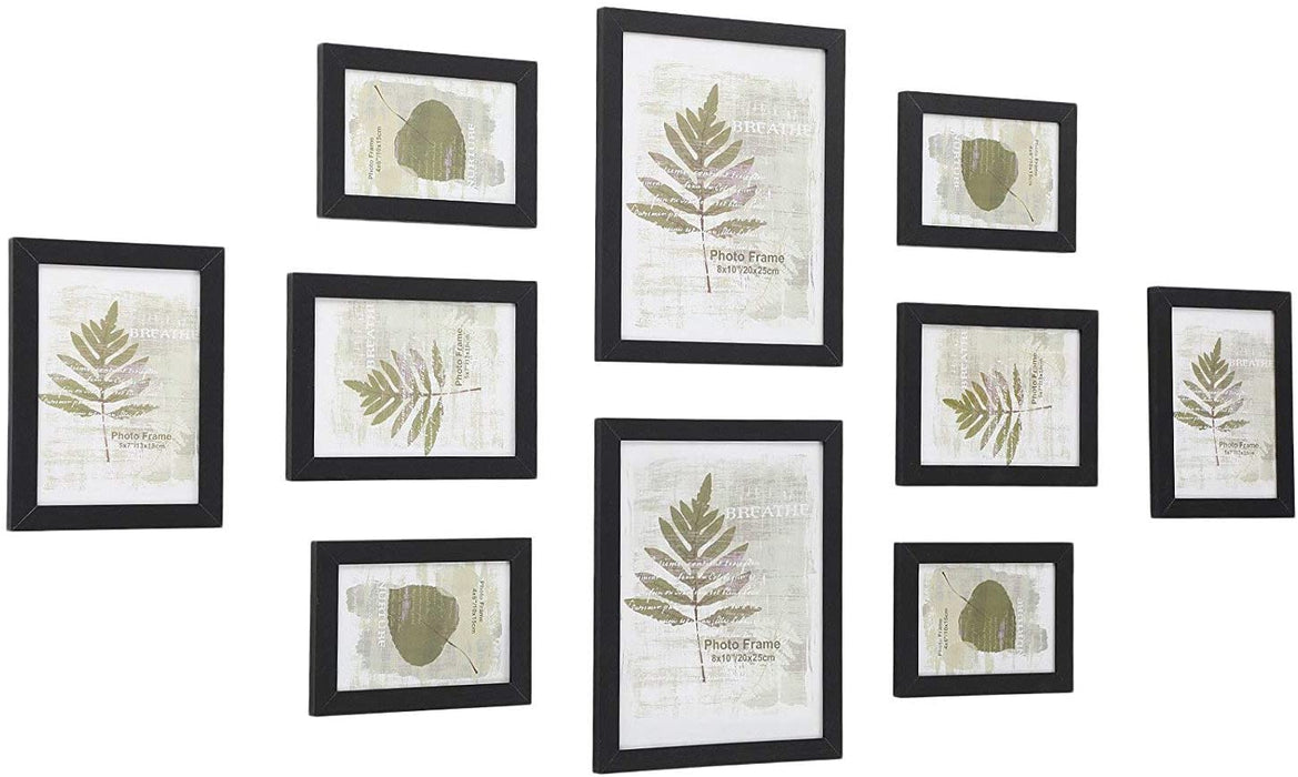 Bilderrahmen, 10-er Set Fotorahmen - 2 STK. 20 x 25 cm, 4 STK. 13 x 18 cm und 4 STK. 10 x 15 cm, aus Holzfaserplatten, Weihnachten, schwarz