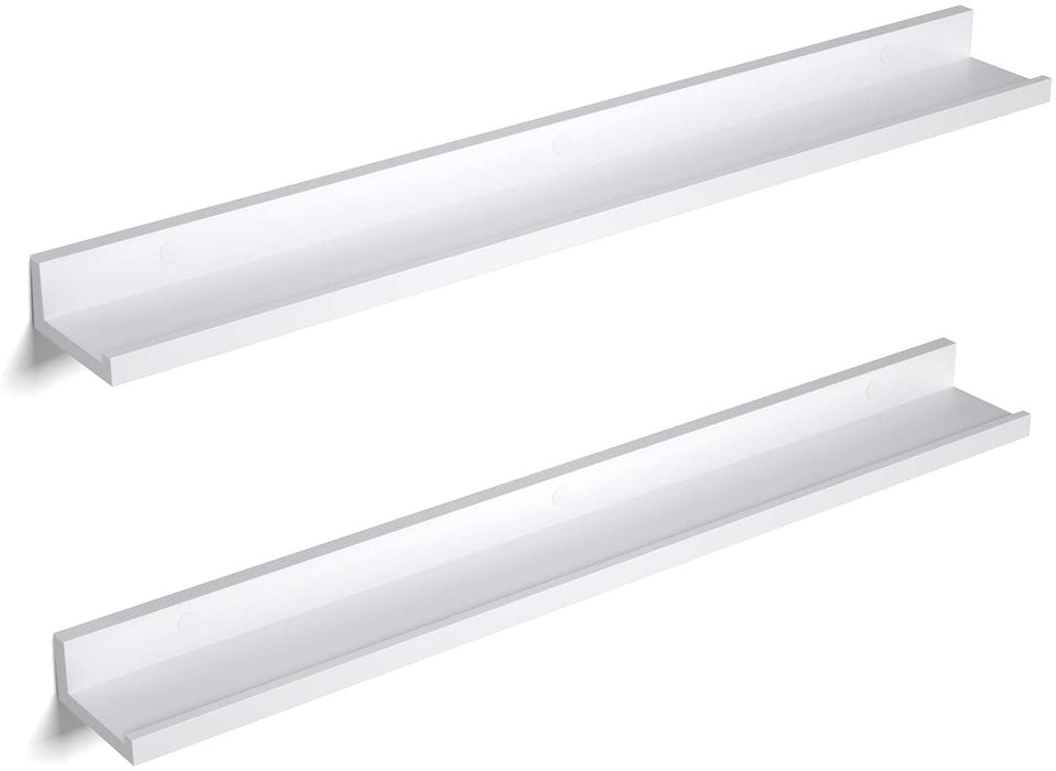 Wandregal, 2er Set, Schweberegale mit Hochglanzlackierung, 80 x 10 cm, Wandboard für Bilderrahmen und Bücher, Wohnzimmer, Schlafzimmer, Bad, Küche