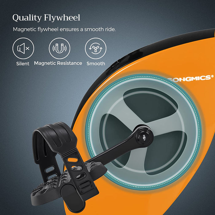 Heimtrainer, Fitnessbike, zusammenklappbares Fitnessfahrrad, 8 magnetische Widerstandseinstellungen, mit Bodenmatte, Pulsmessung, Handyhalterung