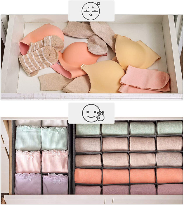 Aufbewahrungsboxen für Unterwäsche, 4er Set, Schubladen-Organizer, faltbar, Faltboxen, Stoffboxen, für Socken und Krawatten, Vliesstoff