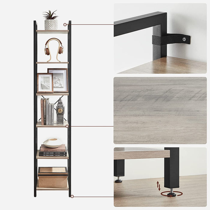 Bücherregal, Standregal, DVD-Regal, mit 6 Ebenen, Büroregal, offene Ablagen, für Büro, Wohnzimmer, Schlafzimmer, Kinderzimmer, Küche