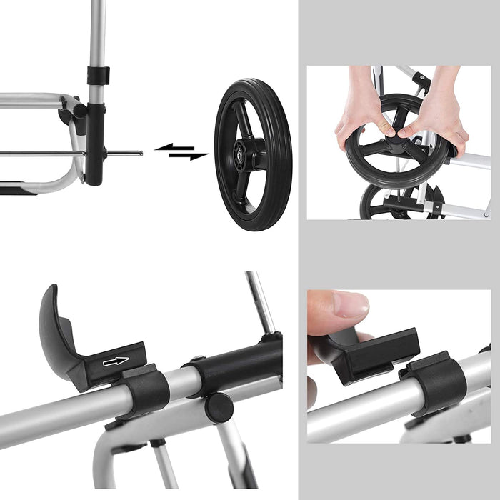 Einkaufstrolley, klappbar, Stabiler Einkaufswagen, mit Kühlfach, große Kapazität 35 L, multifunktional, Handwagen mit Rollen, abnehmbare Tasche, grau