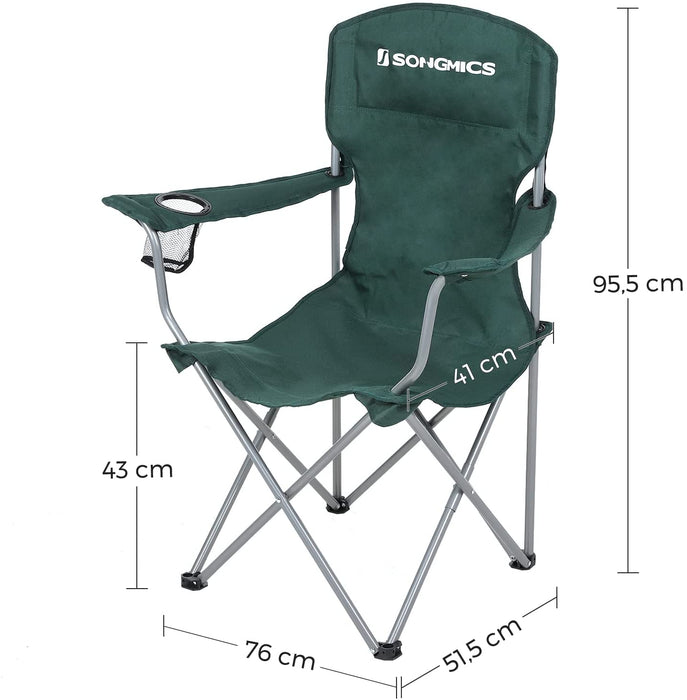 Campingstuhl, 2er-Set, klappbar, komfortabel, Klappstuhl mit robustem Gestell, bis 150 kg belastbar, mit Flaschenhalter, Outdoor Stuhl