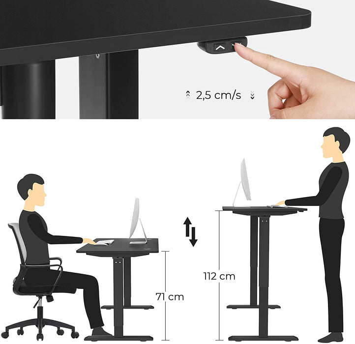 Höhenverstellbarer Schreibtisch elektrisch, Tischgestell, Schreibtischständer mit Motor, stufenlos verstellbar, 140 x 70 x (73-114) cm, Stahl schwarz