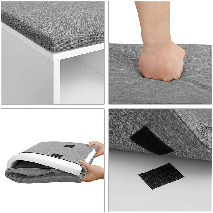 Schuhbank, Schuhregal mit Schublade und offenen Fächern, Sitzbank, gepolsterter Sitz, Flur, Schlafzimmer und Eingangsbereich, 104 x 30 x 48 cm, weiß