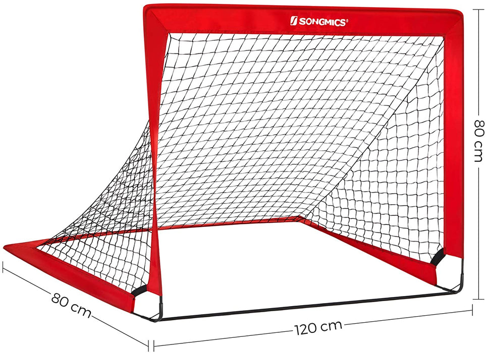 Fußballtore für Kinder, 2er Set, Pop-up, schneller Aufbau, Garten, Park, Strand, Gerüst aus Glasfaserstäben, Oxford-Gewebe und Polyesternetz