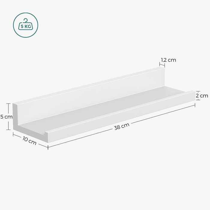 Wandregal 3er Set Schweberegale für Fotorahmen und Bücher, 38 x 10 cm, modernes Regal, Weiß