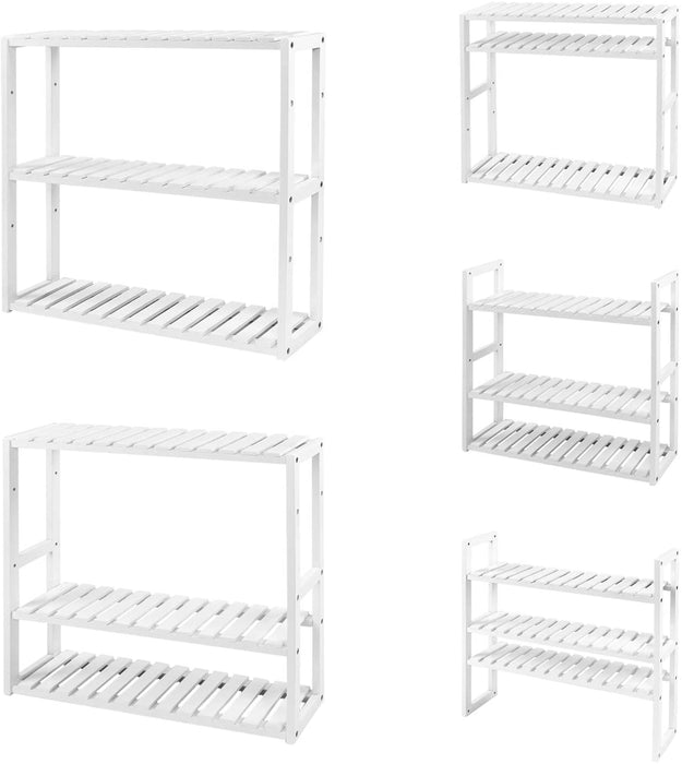 Badregal, Badezimmerregal, Bambus-Regal, Pflanzenregal mit 3 verstellbaren Ablagen, Wandmontage, freistehend, für Wohnzimmer, Flur, Küche