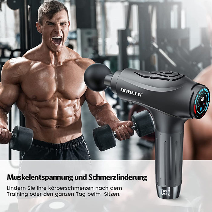 Massagepistole Massage Gun Muskel Massagegerät Elektrisches Handmassagegerät Tiefengewebe für Nacken Schulter Rücken, 6 Massageköpfe