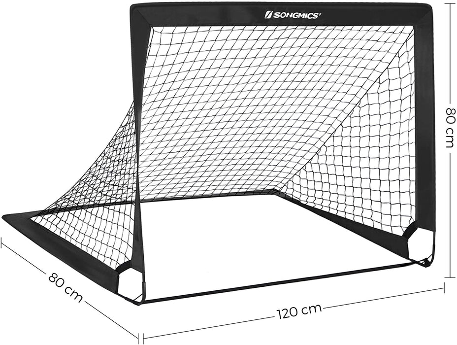 Fußballtore für Kinder, 2er Set, Pop-up, schneller Aufbau, Garten, Park, Strand, Gerüst aus Glasfaserstäben, Oxford-Gewebe und Polyesternetz