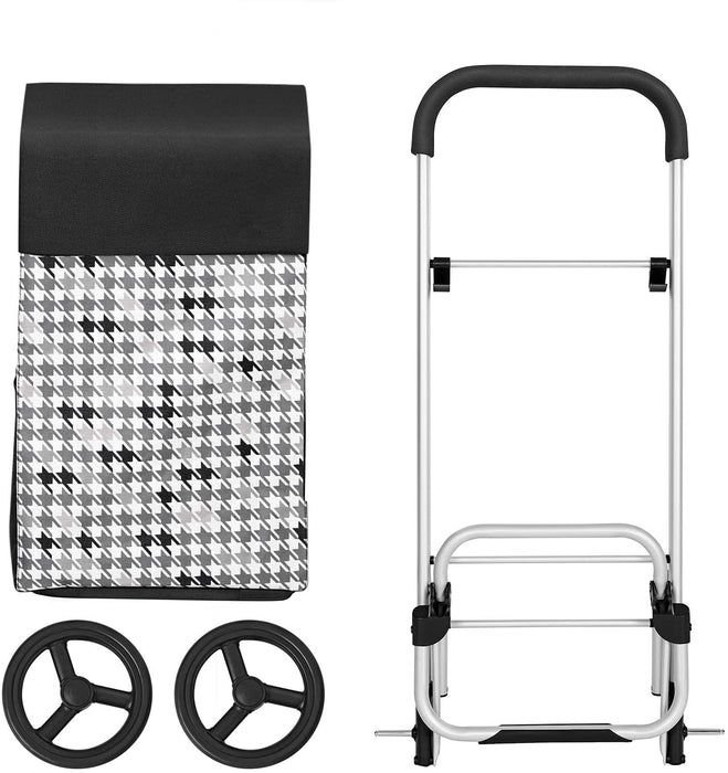 Einkaufstrolley, Einkaufswagen, mit Rädern, Fassungsvermögen 40 L, mit Taschen, leisen Rädern und Haken, 47 x 33 x 97 cm, stabil und robust