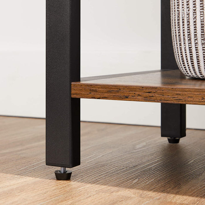 Bücherregal mit 6 Ebenen, Aufbewahrungsregal, Stahlgestell, für Wohnzimmer, Arbeitszimmer, Büro und Flur, 66 x 30 x 186 cm, vintagebraun-schwarz