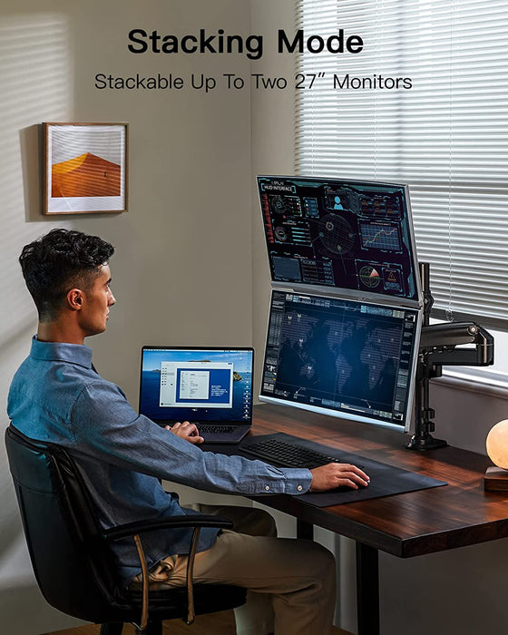 17-32 Zoll Monitor Halterung 2 monitore Höhenverstellbar, Gasdruckfeder Arm 360°Drehbar, für LED LCD Bildschirm, VESA 75/100