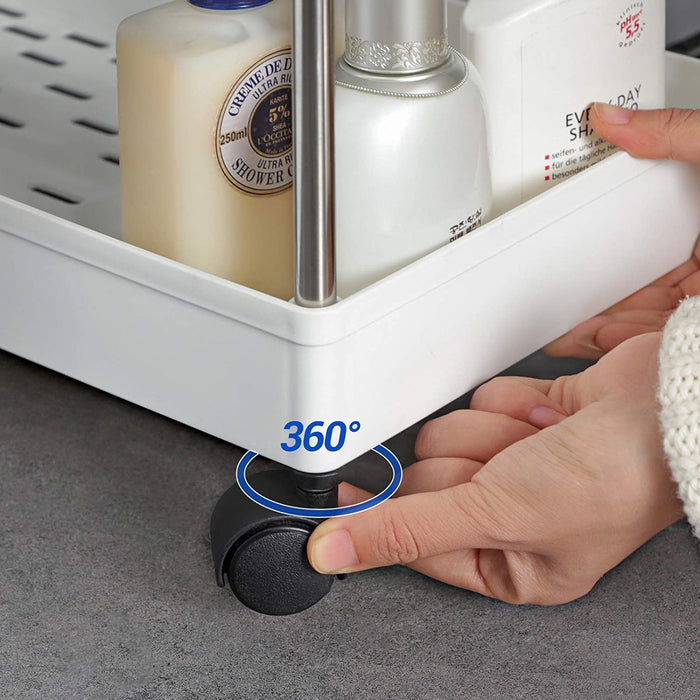 Rollwagen, Küchenwagen mit 4 Ebenen, Küchenregal, Nischenregal auf Rollen, Badregal, platzsparend, 40 x 22 x 86 cm, weiß