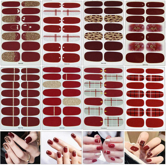 8 Blatt (112pcs) Nagelsticker, Nagelaufkleber, Nagelkunst Sticker Selbstklebende Maniküre Sticker Schöne Mode DIY Dekoration
