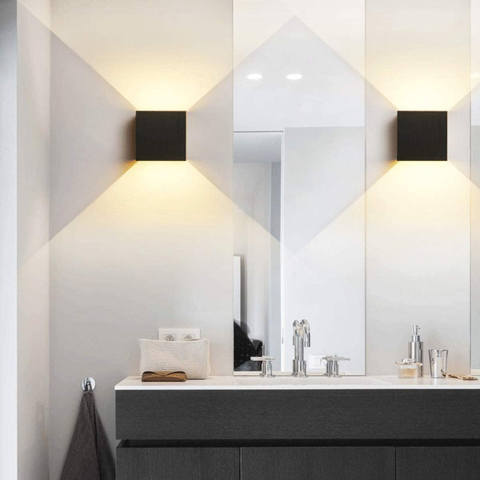 Innen Außen LED Wandlampe Wandleuchte 12W 2700k-2900K Warmweiß Außenleuchte 2 Pcs Wandbeleuchtung AILUKI LED Außenwandleuchte