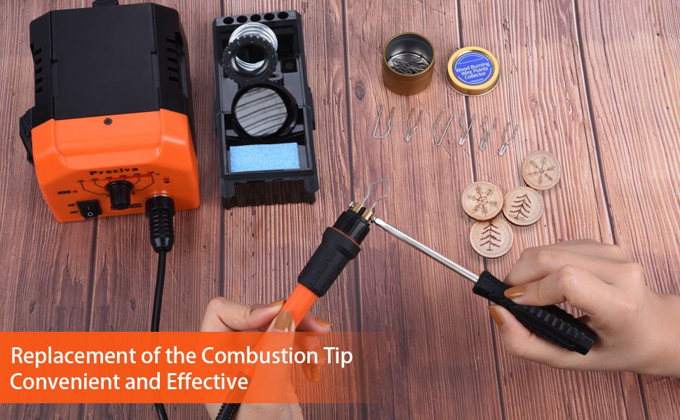 Brandmalstation - Preciva Brennkolben Set mit 20-teilig Spitz, Temperatur Einstellbar 250℃ - 750 ℃, Brandmalkolben für Holz, Leder und Kork