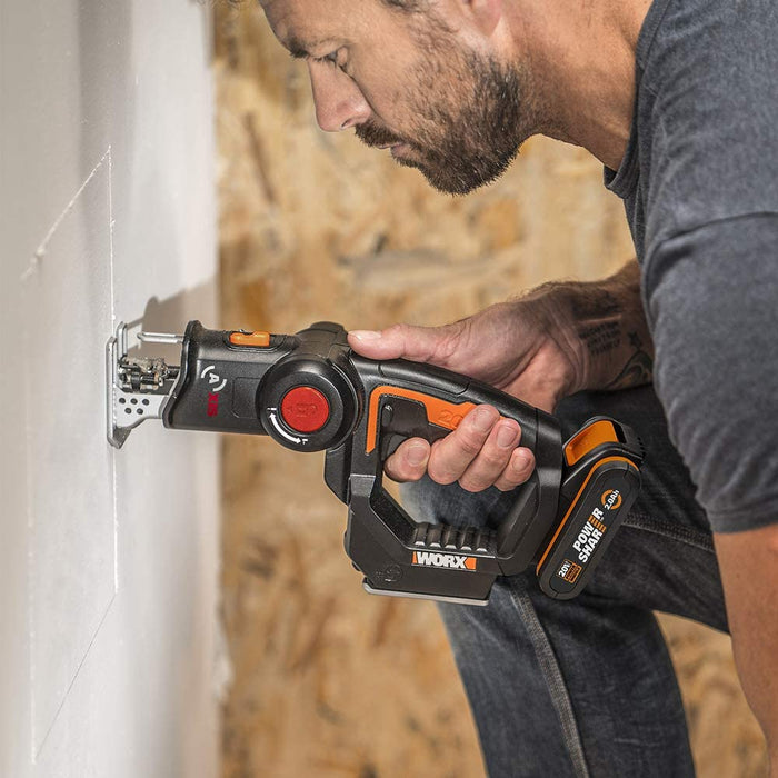 18V(20V MAX) Akku Stichsäge Axis WX550.4, 2,0Ah, PowerShare, 2-in-1, Säbel- und Stichsäge,Schnelle Umstellfunktion mit Staubbläser & Pendelhub