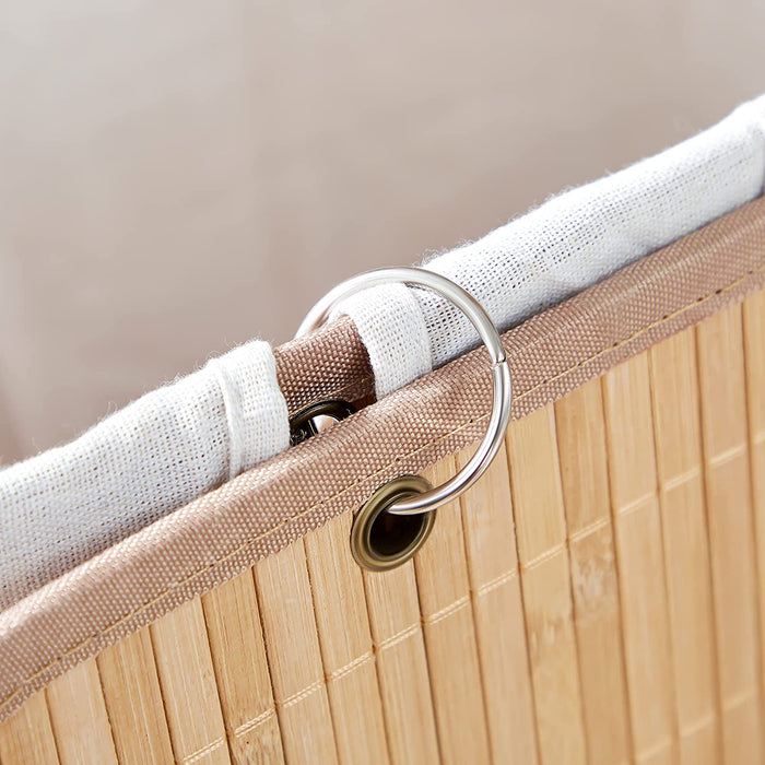 Wäschekorb Bambus Wäschebox Wäschetruhe Wäschekiste Faltbar Wäschesammler mit herausnehmbarem Baumwolle Wäschesack Wäschetonne Naturfarben rechteckig