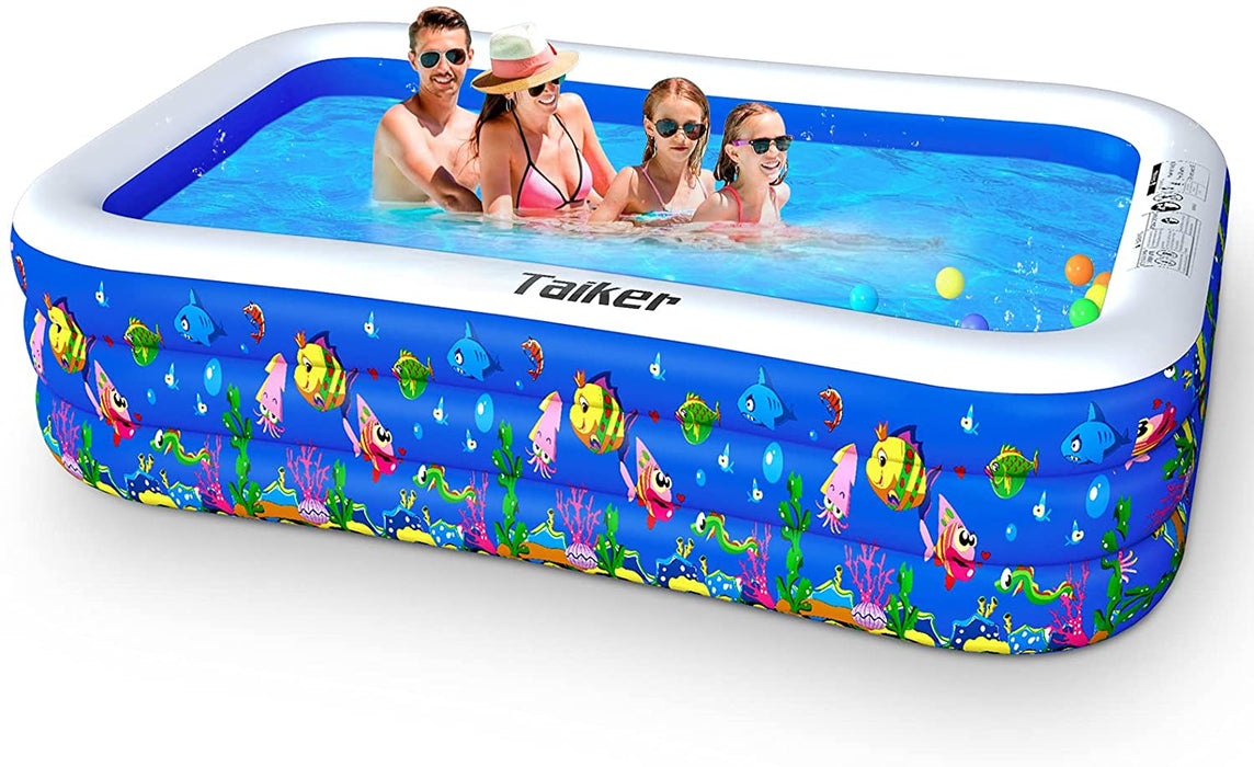 Aufblasbare Pool, Großer Familienpool, 234 cm x 142 cm x 51 cm Familien-Schwimmbad Schwimmzentrum Rechteckig Schwimmbäder