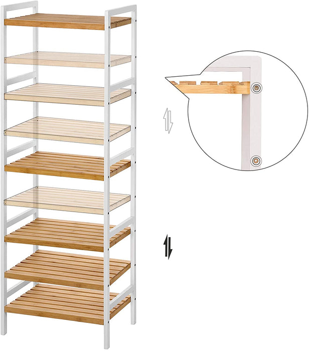 Bambus Regal, Küchenregal, Badregal, Bücherregal, Standregal mit 5 Ablagen, 45 x 31,5 x 142 cm ideal für Bad, Küche, Wohnzimmer, Schlafzimmer, Balkon