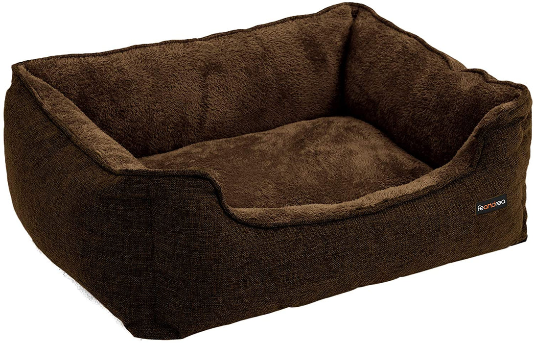 Hundebett, Bezug abnehmbar, Hundesofa, 70 x 55 x 21 cm, braun