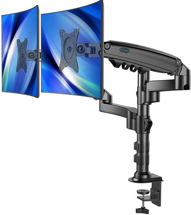 17-32 Zoll Monitor Halterung 2 monitore Höhenverstellbar, Gasdruckfeder Arm 360°Drehbar, für LED LCD Bildschirm, VESA 75/100