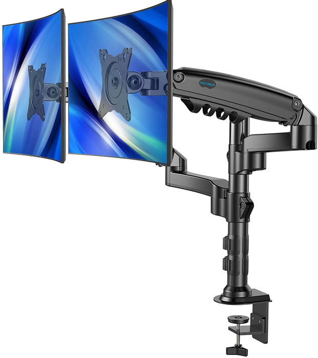 17-32 Zoll Monitor Halterung 2 monitore Höhenverstellbar, Gasdruckfeder Arm  360°Drehbar, für LED LCD Bildschirm, VESA 75/100