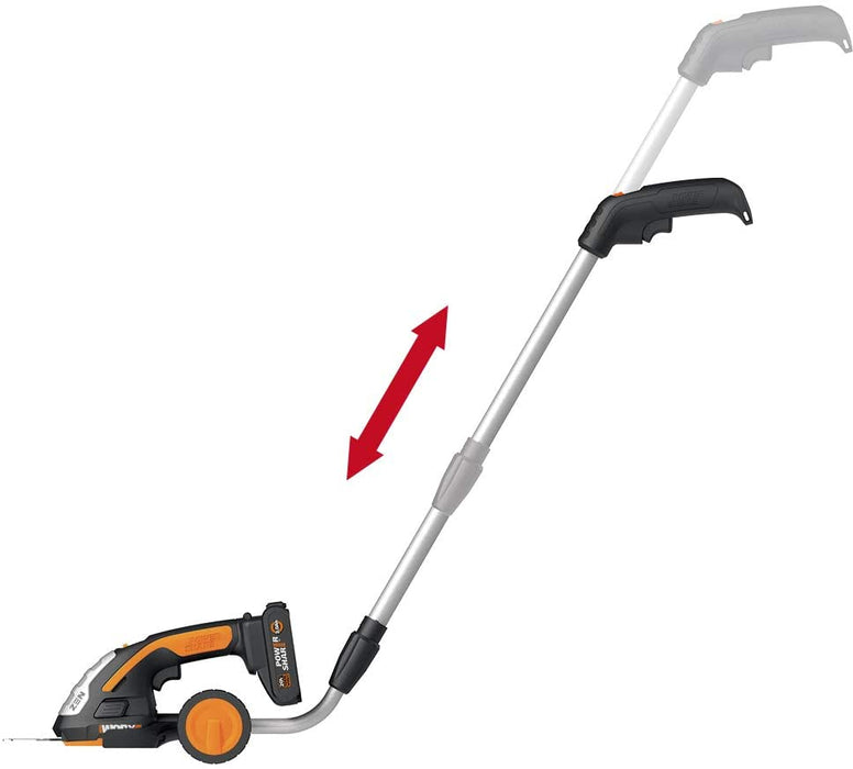 18V(20V MAX) Akku Gras- und Strauchschere WG801E.3, PowerShare, Heckenschere Rasenschere 12 cm Strauchtrimmer, 10 cm Grasmesser, Teleskopstiel