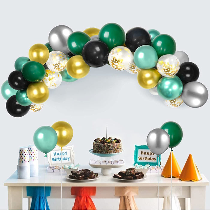 60 Stück 12 Zoll Latex Ballons Grün Metallic Luftballons Konfetti Garland Arch Kit Blau für Geburtstag Hochzeit Gold Party Dekorationen