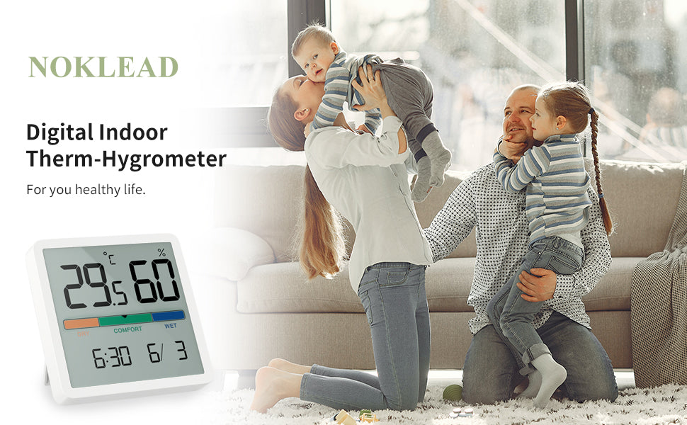Digitales Thermo-Hygrometer, Tragbares Thermometer Hygrometer Innen mit hohen Genauigkeit, Temperatur und Luftfeuchtigkeitsmesser, Raumklimakontrolle