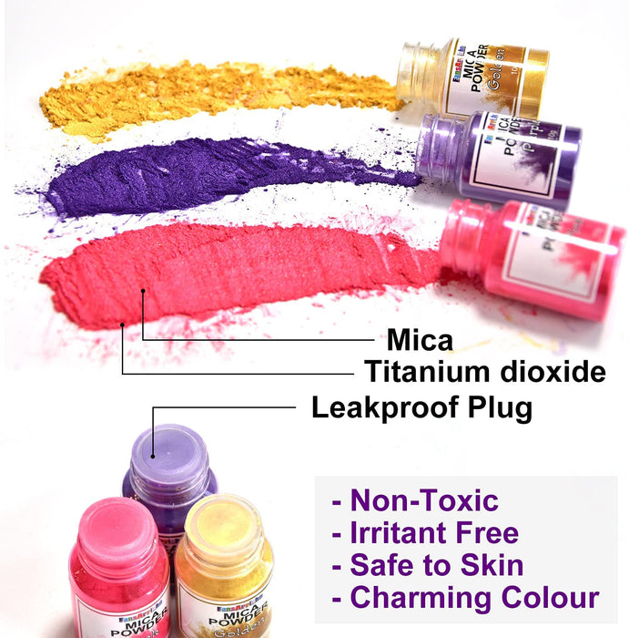 Epoxidharz Farbe Mica Pulver, 18 X 10g Farben Seifenfarbe Set Pigmente Pulver, Metallic Farben Schimmern Sie Glitter Powder, Farbpulver für Seifen