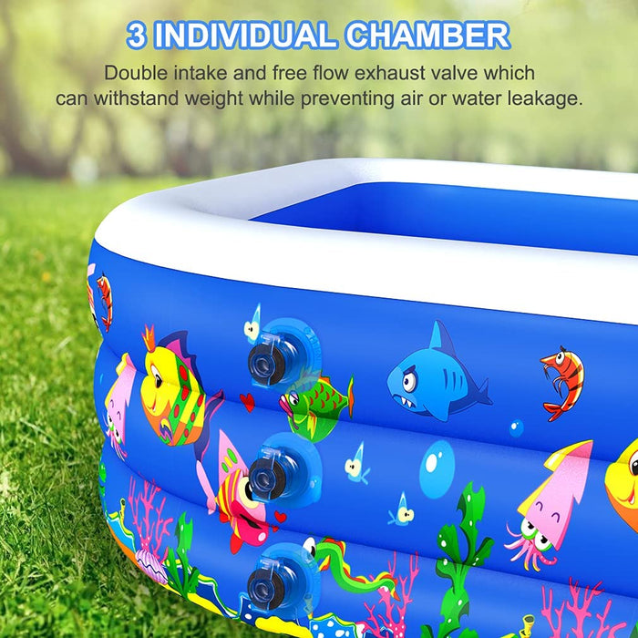 Aufblasbare Pool, Großer Familienpool, 234 cm x 142 cm x 51 cm Familien-Schwimmbad Schwimmzentrum Rechteckig Schwimmbäder