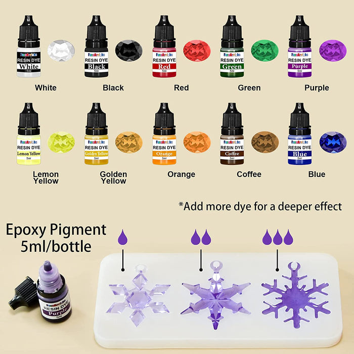 Epoxidharz Set Anfänger 360ml/385g, Glasklar Kunstharz Gießen Epoxy Resin Gießharz Mit Epoxidharz Farbe, Glitzer, Holz Stäbchen, Handschuhe...