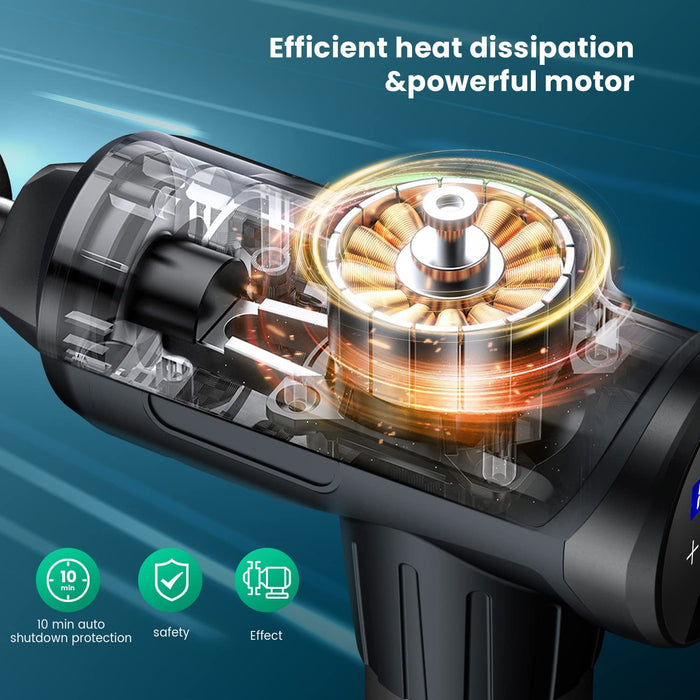 Massagepistole, Tiefen Muskel Massagegerät mit 10 Massageköpfen und 30 Geschwindigkeiten, Deep Tissue Massage Gun mit LCD-Touchscreen