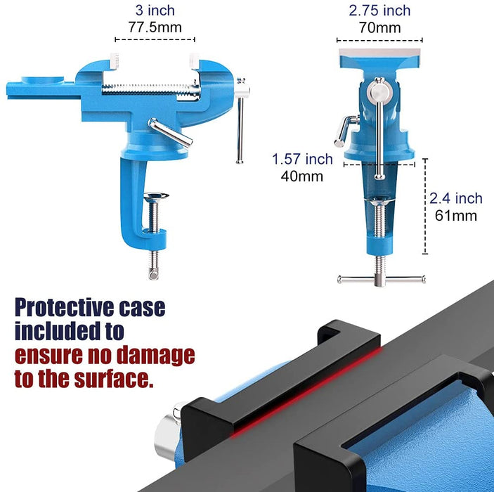 360° Drehbar Schraubstock, 2.8"/70 mm Universal Tischschraubstock mit Amboss und Achse Fixieren Feststehend von Werkstück für Holzbearbeitung