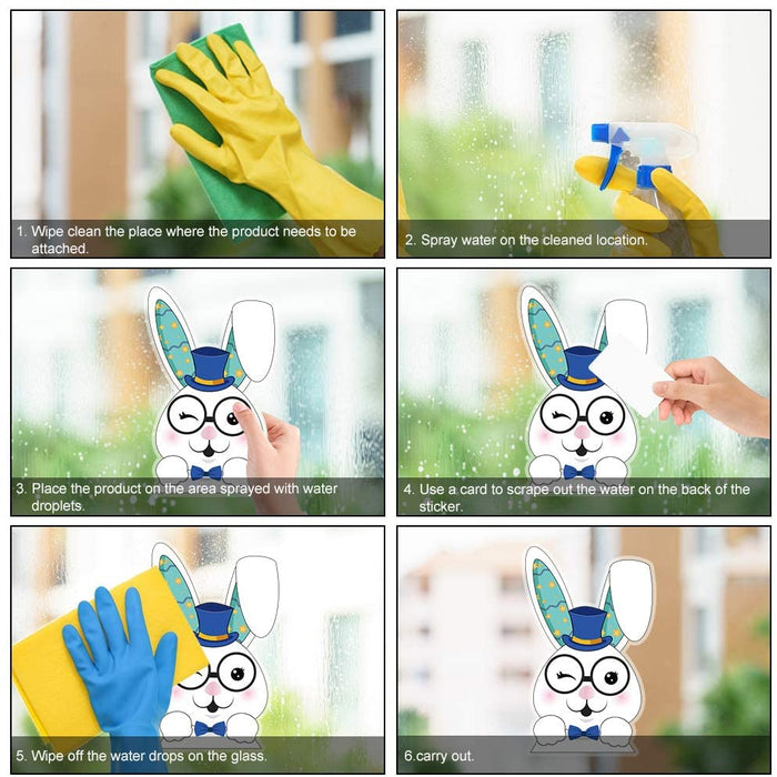 Fenstersticker Ostern, Fensterbilder Frühling Ostern, Fensterdekoration Ostern, 9 pcs Fensterbild Osterdeko Aufkleber, Osterhase Ostereier Osterdeko