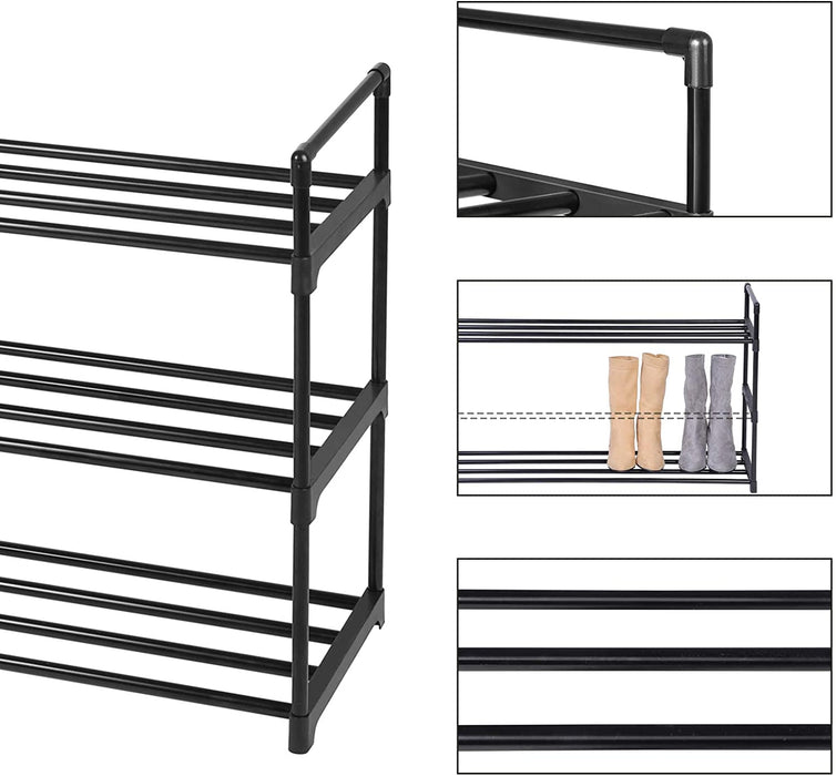 Schuhregal, Schuh-Organizer, mit 3 Regalebenen, Schuhaufbewahrung, aus Metall, 92 x 30 x 54 cm, für 12-15 Paar Schuhe, stapelbar, für Wohnzimmer