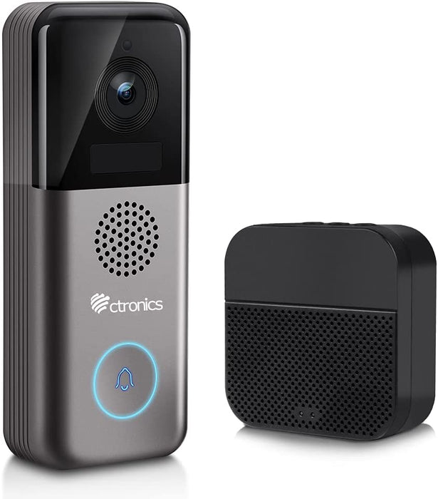 WLAN Video Türklingel mit Kamera 2K HD, Ctronics 10000mAh Akku Kabellose Video Doorbell mit Gong, PIR Personenerkennung, Erweiterte WLAN Verbindung