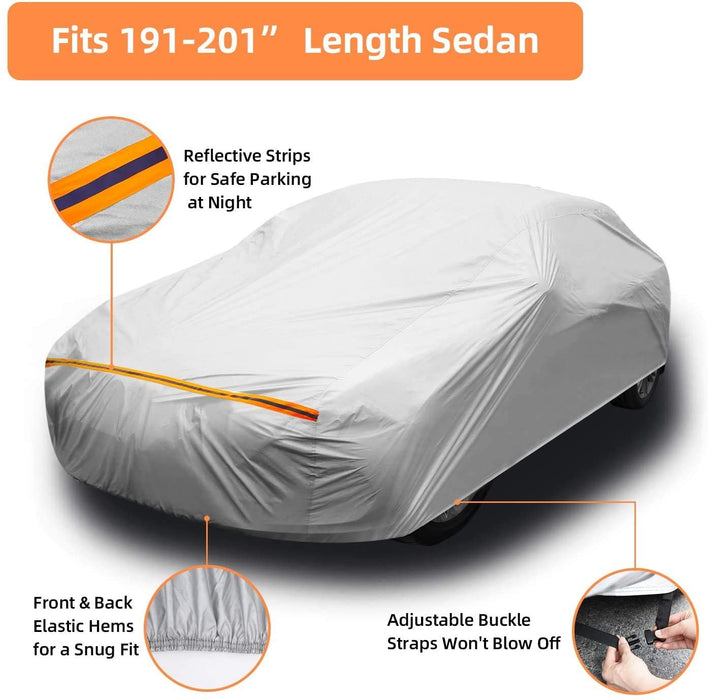 Autoabdeckung Vollgarage, Auto Abdeckplane Wasserdicht, Winddicht, Staubdicht, Kratzfest, UV-Schutz, für 485-510cm Sänfte Limousine, Winter & Sommer