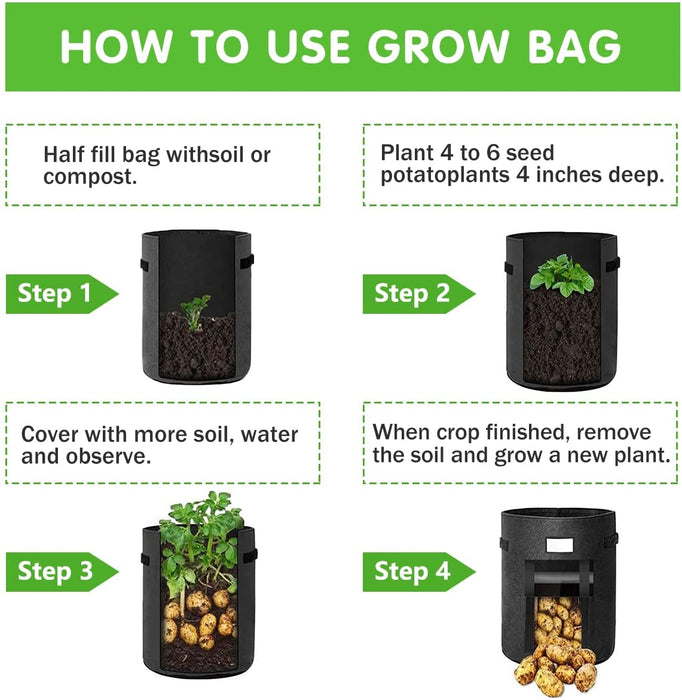 3 Stück Kartoffel Pflanzsack, 7 Gallonen Pflanzen Tasche mit Griffen, Blumen Pflanzbeutel, Große Gemüse Pflanzgefäße Töpfe Container für Garten