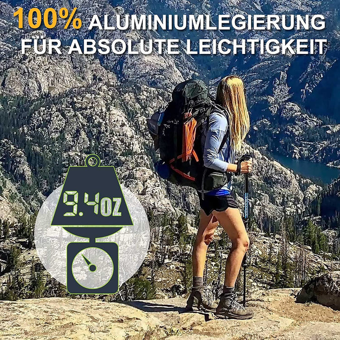 Aluminium Wanderstöcke, Trekkingstöcke Walking Stöcke ,höhen-verstellbare Teleskop Stöcke 110-130cm mit Korkgriff inkl. Zubehör | aus stabilem