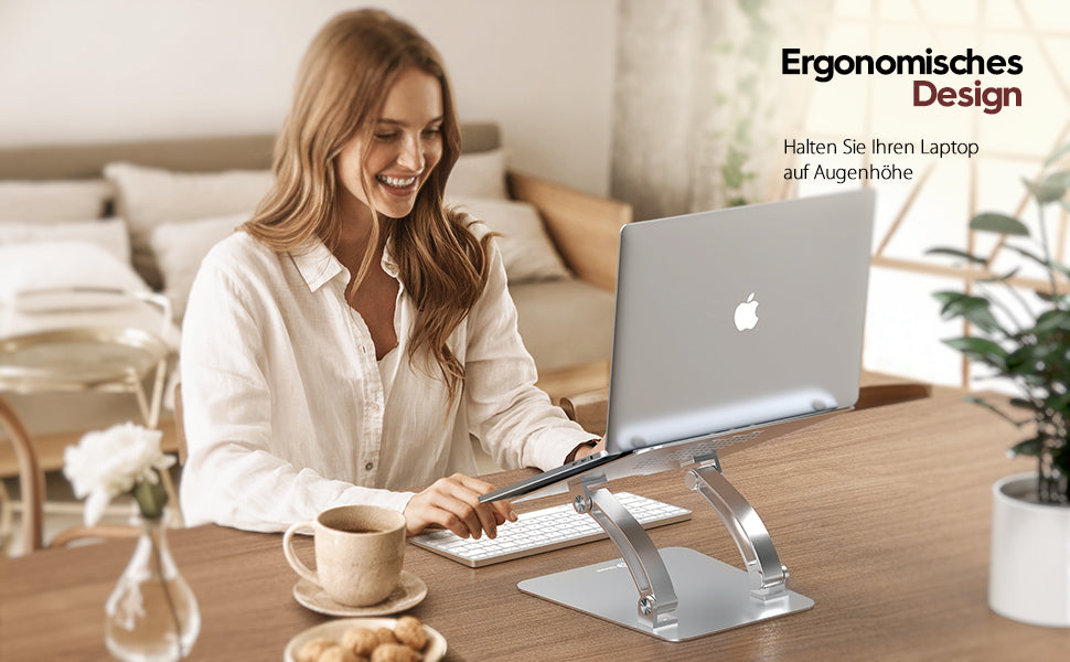 Laptop Ständer, Ergonomisch Notebook Ständer, Einstellbar Laptop Halterung Höhenverstellbar, Kompatibel für MacBook Pro/ Air, Dell, HP, Samsung