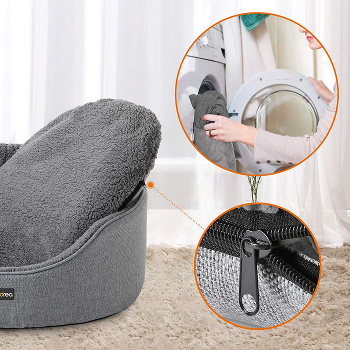 Hundebett, Hundekorb, Wendekissen, 83 x 63 x 27 cm, grau