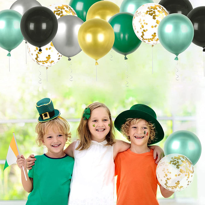60 Stück 12 Zoll Latex Ballons Grün Metallic Luftballons Konfetti Garland Arch Kit Blau für Geburtstag Hochzeit Gold Party Dekorationen