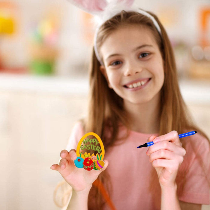 44 TLG Holzanhänger Ostern Deko mit Schnur DIY Basteln zum Bemalen Holz Anhänger für Kinder Ostereier Osterhase(MEHRWEG)