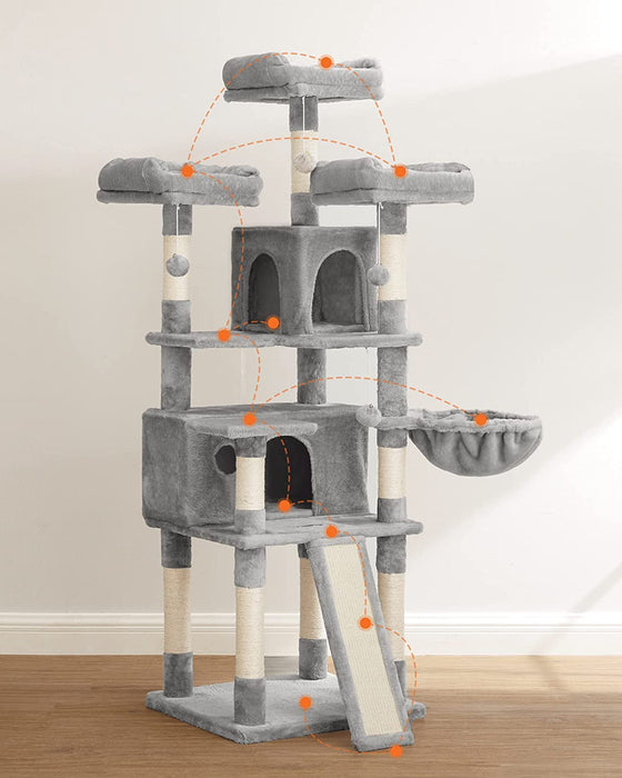 Kratzbaum, XXL Katzenbaum, 172 cm, hellgrau