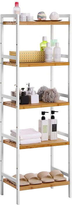 Bambus Regal, Küchenregal, Badregal, Bücherregal, Standregal mit 5 Ablagen, 45 x 31,5 x 142 cm ideal für Bad, Küche, Wohnzimmer, Schlafzimmer, Balkon